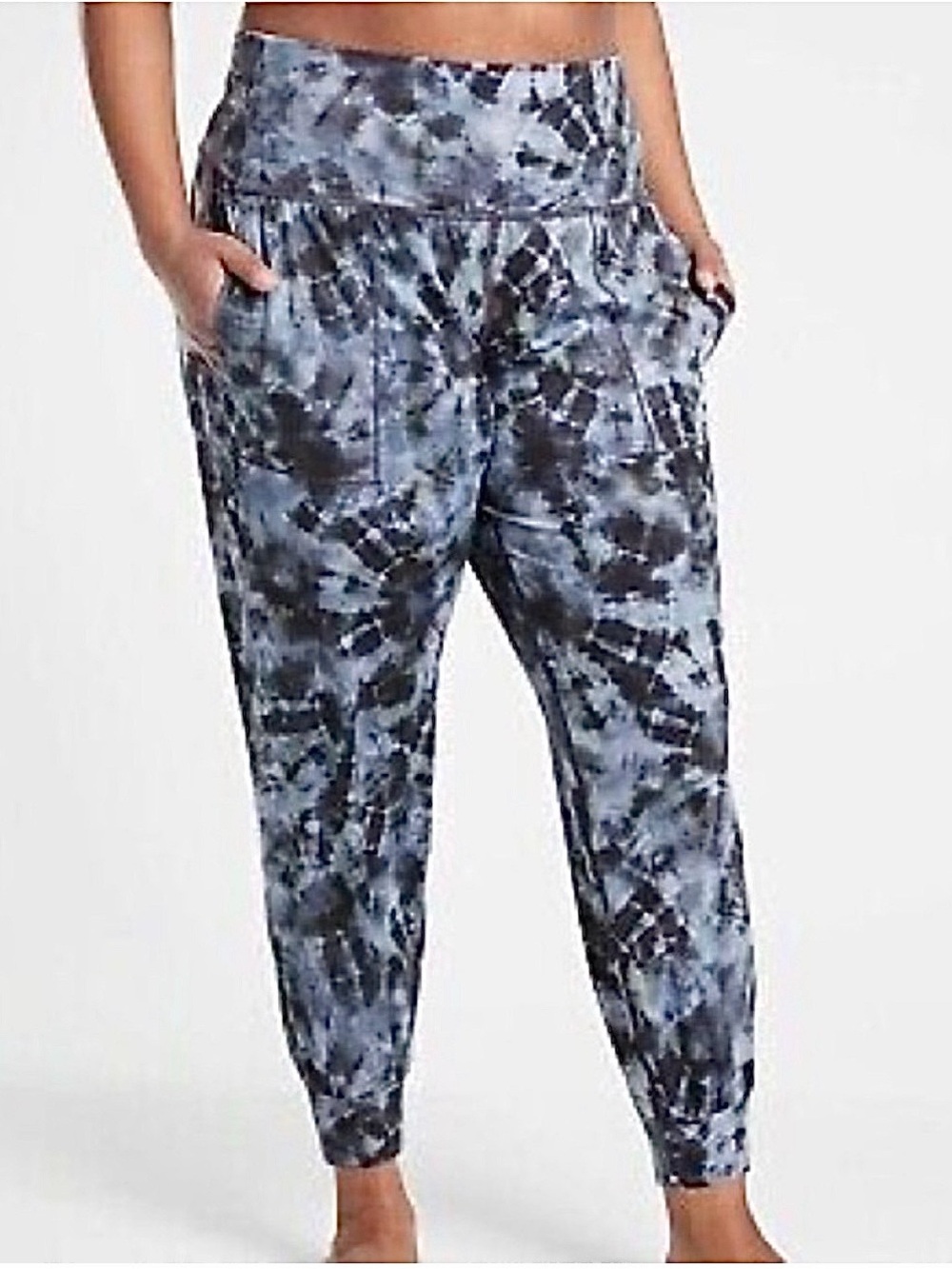 Athleta Salutation Printed Jogger in Calypso Navy Tye Dye